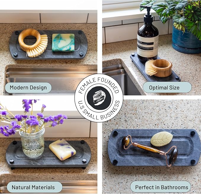 Premium Sink Caddy – Water-Absorbing Diatomaceous Earth Tray for Sink, Elevated Stainless Steel Feet, Non-Toxic, Fast-Drying, Kitchen or Bathroom - Image 7