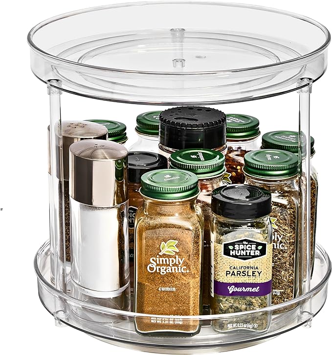 Sorbus 9 Inch 2 Tier Clear Lazy Susan Organizer, Turntable Organizer for Spice Organization for Cabinet, Lazy Susan Turntable for Kitchen, Home, Office, Closet, Classroom, Laundry Room Organization by Sorbus