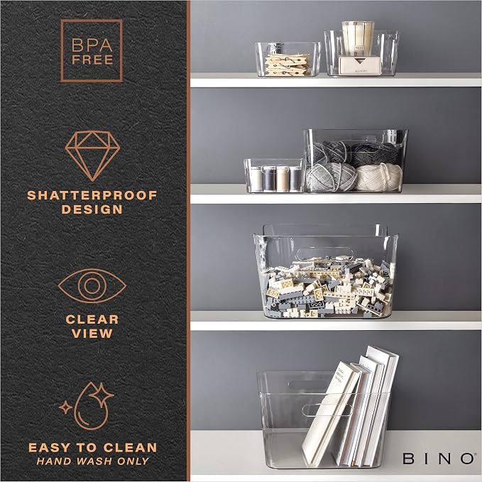 BINO | Plastic Storage Bins, Large - 2 Pack, Clear | THE SOHO COLLECTION | Pantry Organizers and Storage Containers | Fridge Organizer Bins | Kitchen Cabinet Organizer | Medicine Cabinet Bin - Image 7
