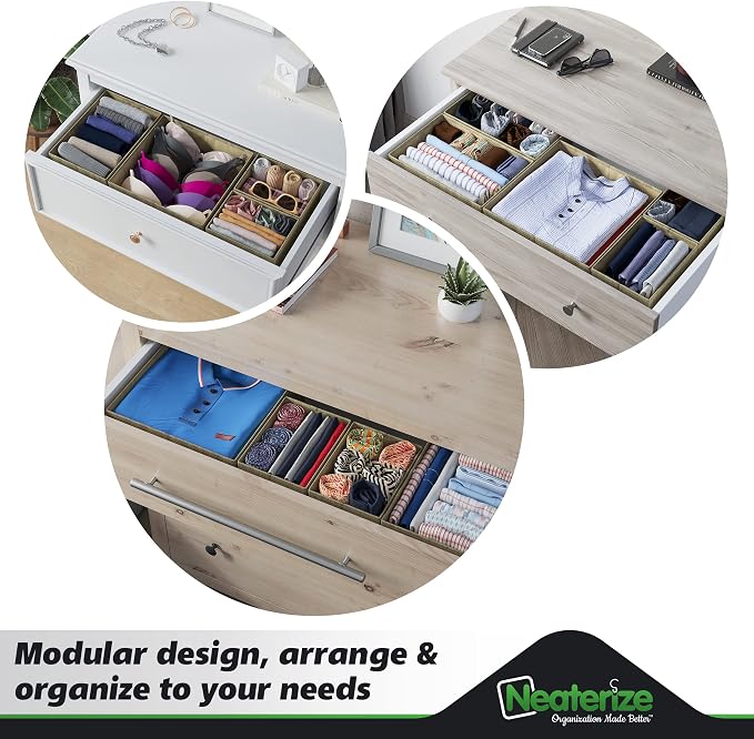 Drawer Organizer Clothes Set of 12 Beige - Dresser Organizer For Nursery, Bedroom, Closet - The Perfect Baby Clothes Organizers and Storage & General Nursery Organization or Dresser Drawer Organizers - Image 8