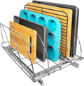 LYNK PROFESSIONAL® Pull Out Cookie Sheet Organizer for Cabinet – Baking Sheet Organizer – Sheet Pan Organizer - Lifetime Ltd. Warranty – 14” x 21” Deep Inside Cabinet, Chrome by LYNKPROFESSIONAL