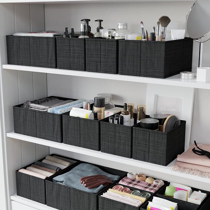 Drawer Organizer Clothes Set of 12 Black - Dresser Organizer For Nursery, Bedroom, Closet - The Perfect Baby Clothes Organizer and Storage & General Nursery Organization or Dresser Drawer Organizers - Image 5