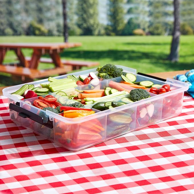 Farberware Snacklebox 11x16 Inch Bamboo Cutting Board Lid with 11-Compartment PP Snack Box, Locking Handles for Travel - Charcuterie Board with Lid for Picnics, Road Trips, and Outdoor Entertaining - Image 9