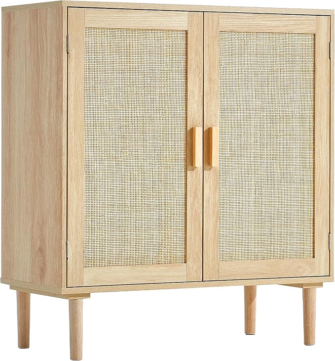 VEVOR Sideboard Cabinet, Buffet Cabinet with 2 Magnetic Doors and Adjustable Shelves, Sideboard Buffet for Hallway, Entryway, Living Room, or Kitchen, Natural - Image 9