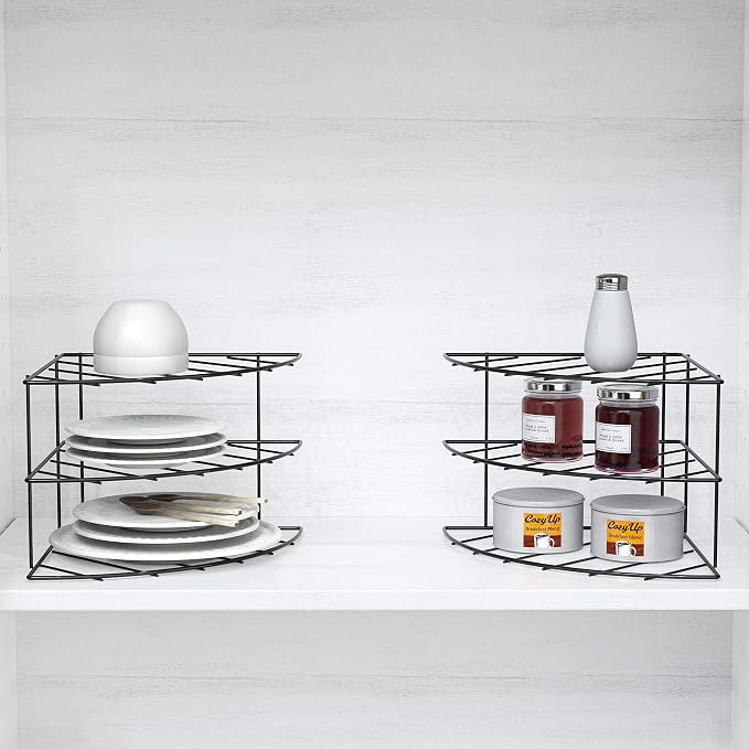 Deco Brothers 3-Tier Counter & Cabinet Corner Shelf Organizer, 2 Pack Black - Image 4