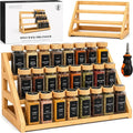 3 Tier Bamboo Spice Rack Organizer for Cabinet – Fits 24 Spice Jars, 17.5” Wide Countertop & Cabinet Organizer for Kitchen Organization, Seasoning Organizer Shelf (Jars Not Included) by EDELHAUS