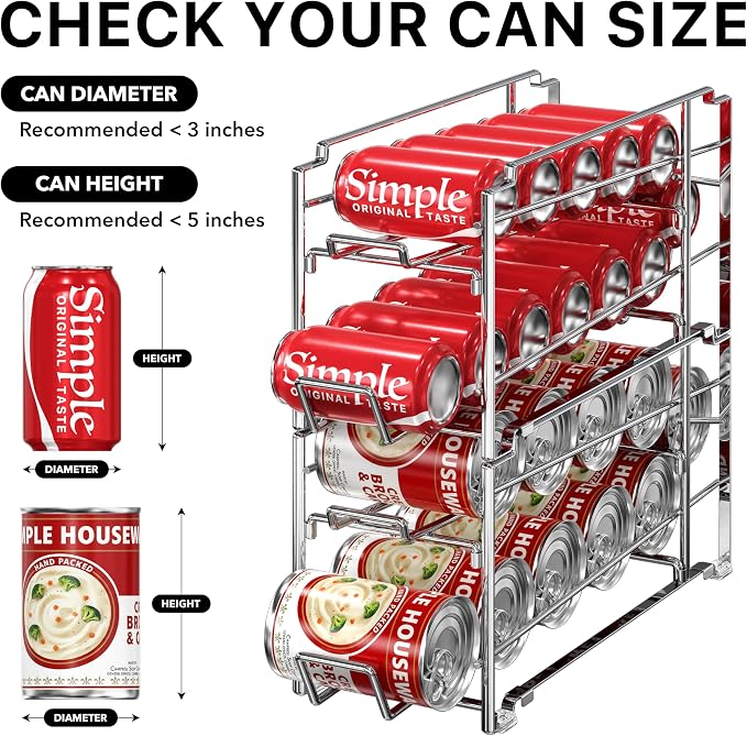 Simple Houseware 2-Pack Stackable Beverage Soda Can Dispenser Rack, Chrome | Metal Soda Can Soft Drink Organizer - Image 5