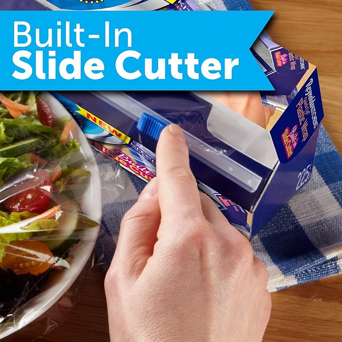 Reynolds Kitchens Clear Plastic Wrap, Built-In Slide Cutter, 225sq ft | Plastic Cling Wrap for Food Storage, Seals in Freshness, Clean Cut Every Time, Ideal For Leftovers, BPA-Free, 12 in x 225 ft - Image 2