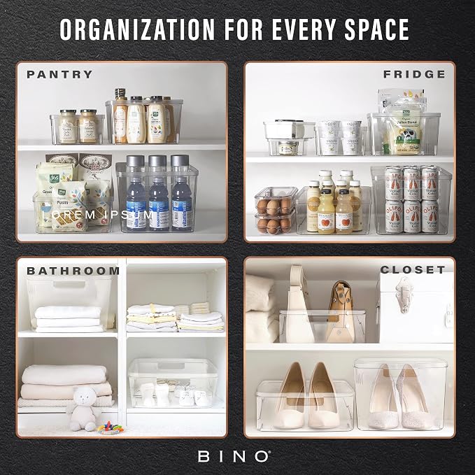 BINO | Plastic Storage Bins, X-Small - 5 Pack | THE LUCID COLLECTION | Multi-Use Built-In Handles BPA-Free Clear Storage Containers | Fridge Organizer | Pantry & Home Organization - Image 5