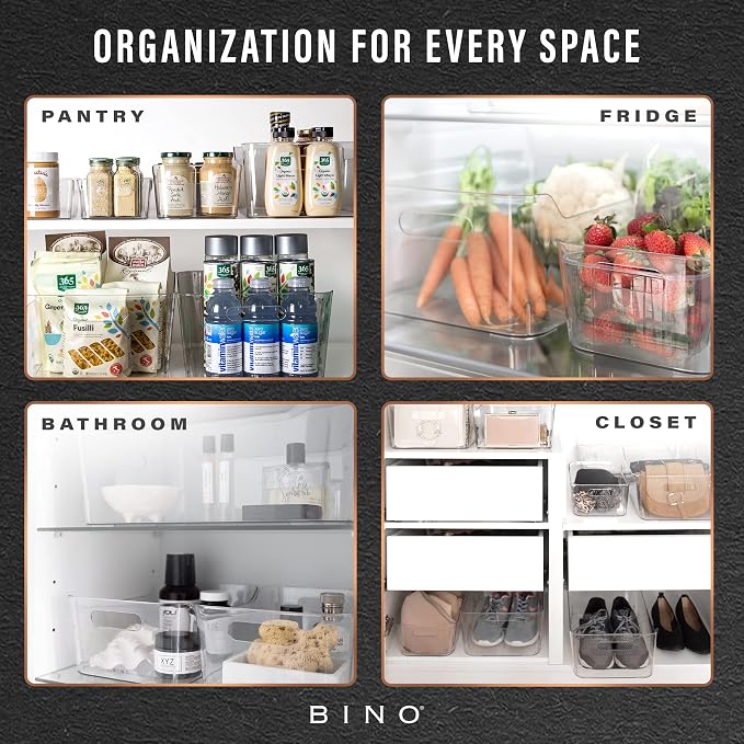 BINO | Plastic Storage Bins, X-Large - 2 Pack, Clear | THE SOHO COLLECTION | Pantry Organizers and Storage Containers Fridge Organizer Bins Kitchen Cabinet Organizer Medicine Cabinet Organizer Bin - Image 5