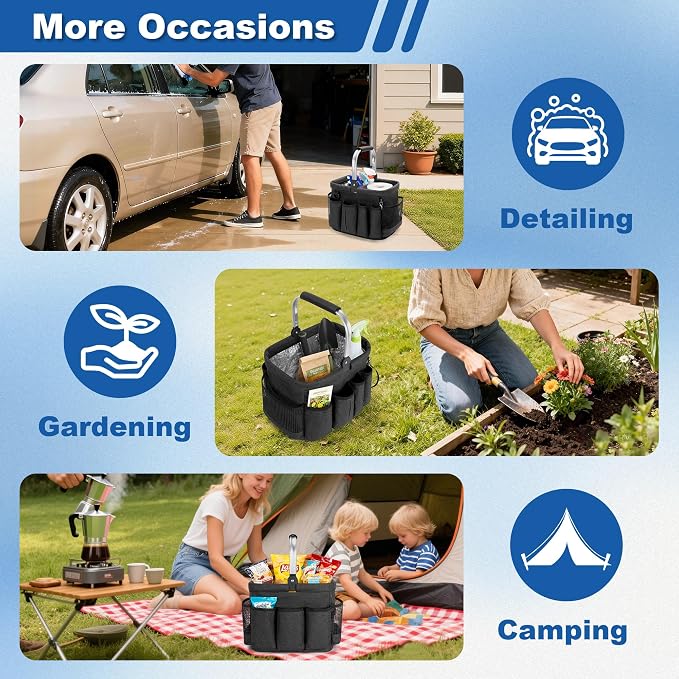 PGmoon Cleaning Caddy Organizer with Handle,Black | Cleaning Tote Bag with Multiple Pockets for Cleaning Supplies, Products Storage, Housekeepers, Kitchen Cleaning Supplies - Image 6