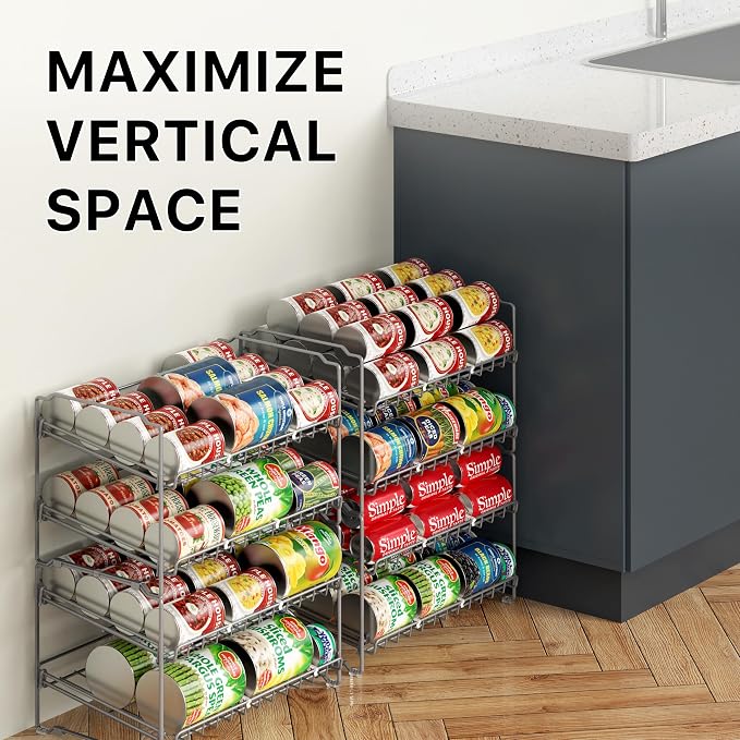 Simple Houseware 2 Tier Stackable Can Rack, Silver, 2 Pack - Image 7