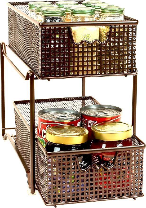Deco Brothers 2 Tier Bathroom Storage Organizer with Pull-Out Drawer Bronze by DecoBrothers