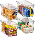 ClearSpace Plastic Storage Bins with Lids for Pantry & Fridge, 4 Pack | Modern plastic storage bins with lids for pantry and refrigerator organization, 9L capacity, transparent rectangular shape by ClearSpace