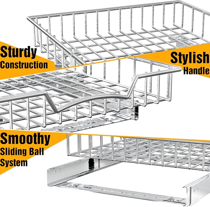 Simple Houseware Under Cabinet Pull Out Sliding Shelf Drawer, 21Dx14W (Pack of 7) - Image 6