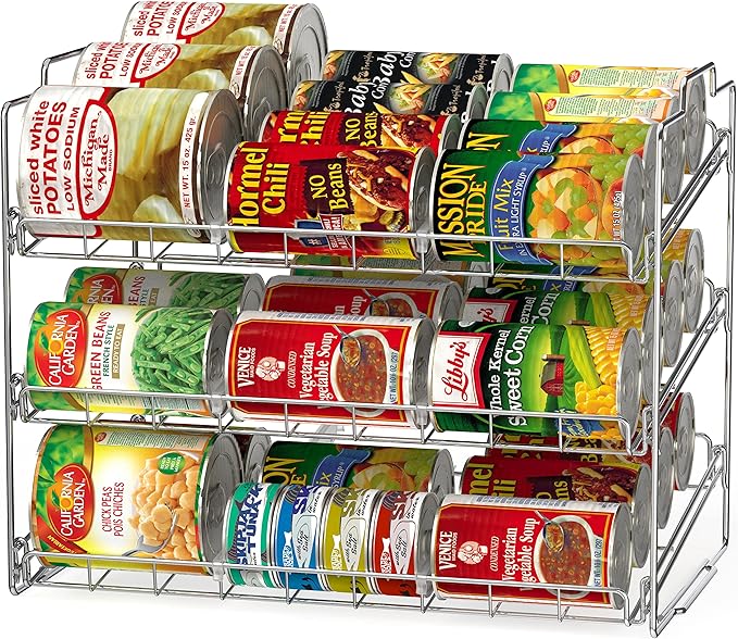 Deco Brothers Stackable Can Rack Organizer Holds Up to 36 Cans, Chrome | for Kitchen and Pantry by DecoBrothers
