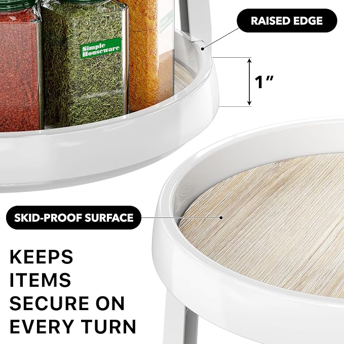Simple Houseware 2-Tier Lazy Susan Spice Organizer, 10-Inch Diameter, Maple - Image 4