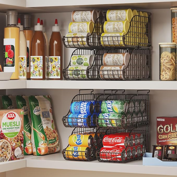 Sonyabecca 6 Pack Stackable Can Organizer for Pantry Cabinet Food Storage | Soda Can Organizer Storage Rack, Can Food Storage Dispenser for Pantry and Cabinet Shelves with Stackable Design - Image 8
