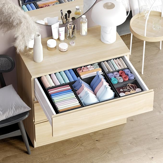 Drawer Organizer Clothes Set of 12 Black - Dresser Organizer For Nursery, Bedroom, Closet - The Perfect Baby Clothes Organizer and Storage & General Nursery Organization or Dresser Drawer Organizers - Image 4