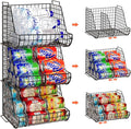 Stacking Can Dispensers 3 Tier with 3 Divider, Large Pantry Can Organizer, Beverage Drink Pop Soda Can Storage Basket, Can Holders for Pantry, Canned Food Rack Wire Bins for Kitchen Cabinet (3-Pack) by Lyuwanxian