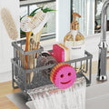 Sponge Holder for Kitchen Sink,Smiley Face Sink Caddy with Removable Brush Holder,Self-Draining Sponge Caddy for Soap,Dish Brush,Scrubber,Kitchen Essentials and Gadgets-Charcoal Gray by Taugast