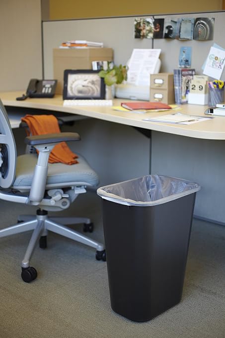 Rubbermaid Commercial Products Deskside Wastebasket/Trash Can, 10.25-Gallon/41-Quart, Black, Plastic, Garbage Can for Home/Office, Fits Under Desk/Sink/Cabinet, Pack of 12 - Image 4