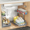 Under Sink Organizer and Storage for Bathroom and Kitchen - 2 Pack 2 Tier | Cabinet Pull Out Shelf Organizers - Slide Out Drawer Organization for Home Cabinets Shelves and Drawers by Aekenr