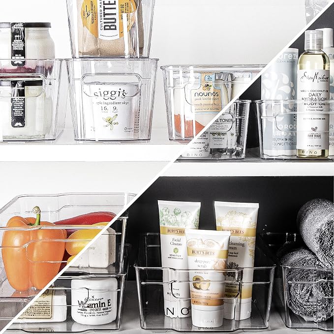 BINO | Stackable Storage Bins, Large - 4 Pack | The Stacker Collection | Clear Plastic Storage Bins | Organization and Storage Containers for Pantry & Fridge | Multi-Use Organizer Bins | BPA-Free - Image 5