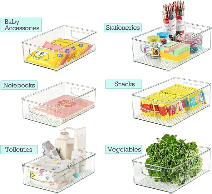 Heyuzb Set of 8 Clear Fridge Organizer Bins, Stackable Refrigerator Organizers and Storage for Fridge, Freezer, Pantry, BPA Free - Image 5