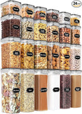 PRAKI Airtight Food Storage Containers Set with Lids - 24 PCS, BPA Free | Multiple Sizes Cereal Containers Storage Set, Pantry Organizers and Storage for Cereal Flour & Sugar - Labels & Marker (Grey) by PRAKI