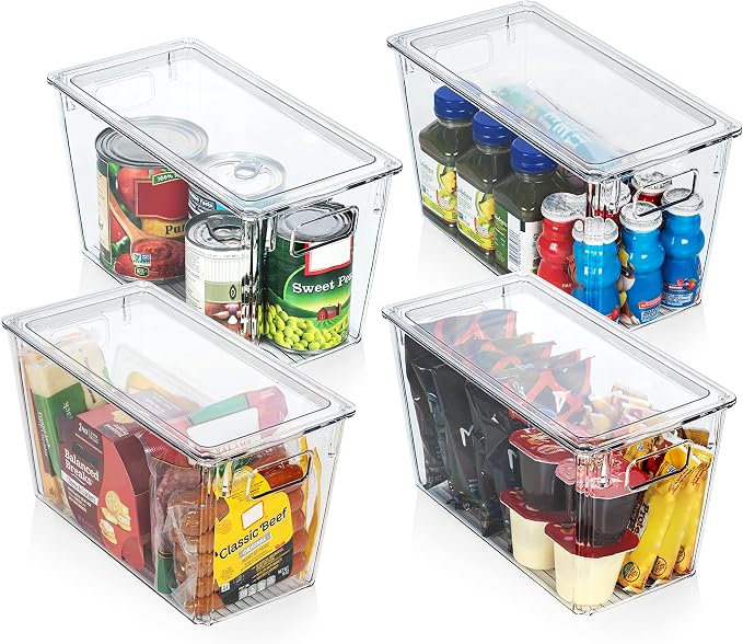 ClearSpace Plastic Storage Bins with Lids for Pantry & Fridge, 8 Pack | Modern plastic storage bins with lids for pantry and refrigerator organization, 9L capacity, transparent rectangular shape - Image 3