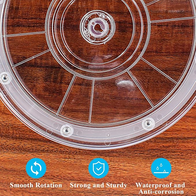Jersvims 6 Inch Acrylic Turntable Platter, Transparent, 2Pcs | Round Rotating Plate, For Kitchen Pantry Cabinet Desk, Spice Cake Cookie Decorating - Image 2