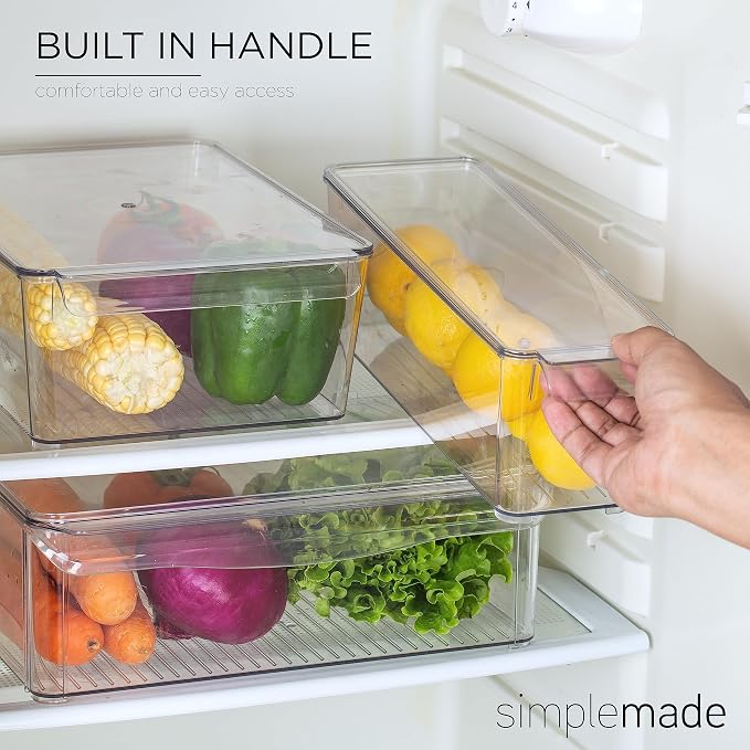 SIMPLEMADE Clear Refrigerator Organizer Bins - Clear Bins for Fridge, Containers for Fridge and Freezer, Multipurpose Storage for Kitchen, Office, Bathroom, Pack of 3 (Design 2) - Image 5