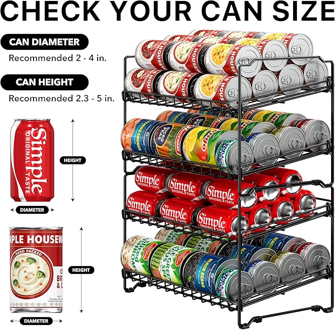 Simple Houseware 2 Tier Stackable Can Rack, Black, 2 Pack - Image 5