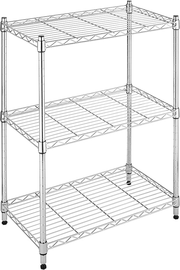 Whitmor 3-Tier Shelving Unit, Metal Storage Shelves, Easy Assembly Home Organizer for Pantry, Kitchen, Garage, Plant, 23"L x 13"W x 30"H by Whitmor
