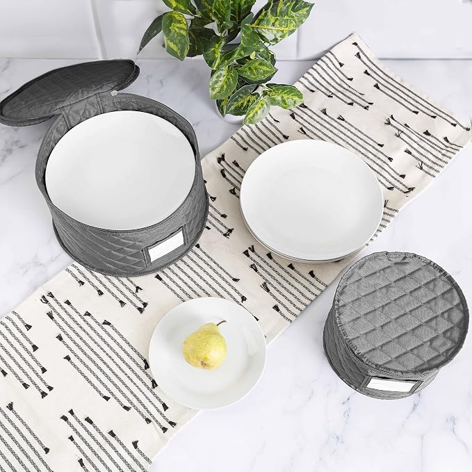 Platter Storage Case - 20" x 15" with Padded Interior and Label Holder - Gray - China Storage Containers for Plates and Charges - Image 7
