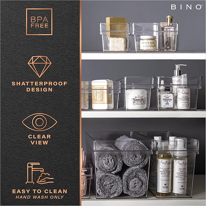 BINO | Plastic Storage Bins, Medium - Deep | THE HANDLER COLLECTION | Multipurpose Organizer Bins | Kitchen Pantry Organizers and Storage | Clear Containers for Organizing Home | Freezer Organizer - Image 7
