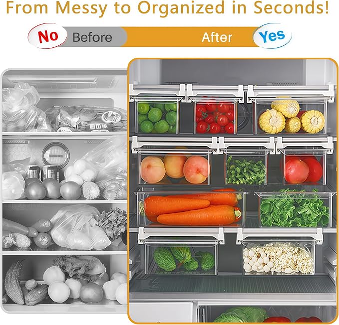 Refrigerator Organizers Storage Fridge Drawer, Storage Containers - 1pc(L) | Under Shelf Drawer for Fruit, Deli, Cheese, Seafood, Pull Out Plastic Organizer Bins fit for Medium Fridge Shelf, Simple Use - Image 4