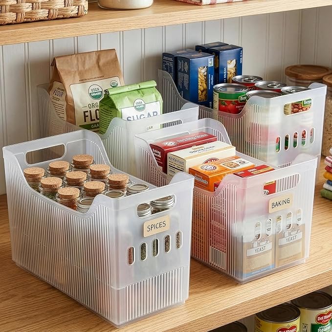 BINO | Plastic Storage Bins, Wide - 2 Pack | THE CANYON COLLECTION | Clear Storage Bins for Organization | Clear Containers for Pantry | Fridge & Freezer Organizer Bin | Cabinet & Pantry Organizers - Image 3