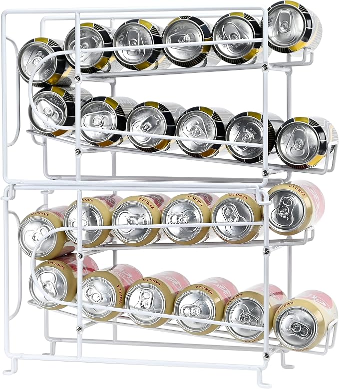 SUFAUY Beverage Can Dispneser Organizer, Stackable Shelves for Storage for Pantry, White - 2 Pack - Image 5