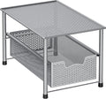 Simple Houseware Stackable Under Sink Sliding Basket Drawer, Silver | Perforated Free Standing Organizer, Kitchen/Pantry/Cabinet/Counter by SimpleHouseware
