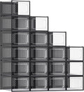 SONGMICS Shoe Boxes, Pack of 18 Shoe Storage Organizers, Stackable Clear Plastic Boxes for Closet, Sneakers, 13.7 x 9.9 x 7.4 Inches, Transparent and Black ULSP007B18 by Unknown