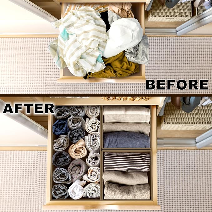 Simple Houseware Underwear Drawer Organizer, Set of 6, Brown | for Lingerie/Undergarment/Bra/Panty/Sock/Onesie - Image 3