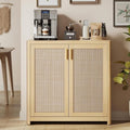 VASAGLE ELLAN Collection - Boho Buffet Cabinet with Rattan-Look Doors, Sideboard Storage Cabinet, Rounded Corners, Adjustable Shelf, for Kitchen, Oak Beige UBBK345YC01 by Unknown