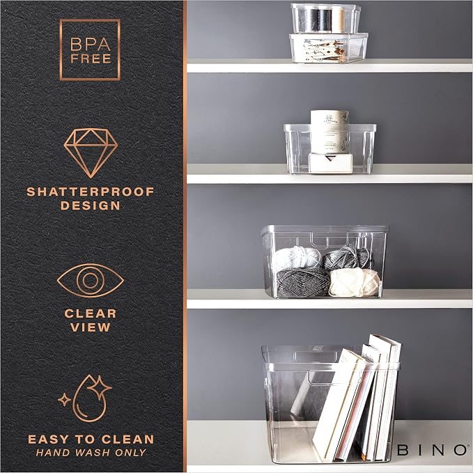 BINO | Plastic Storage Bins, X-Small - 5 Pack | THE LUCID COLLECTION | Multi-Use Built-In Handles BPA-Free Clear Storage Containers | Fridge Organizer | Pantry & Home Organization - Image 7