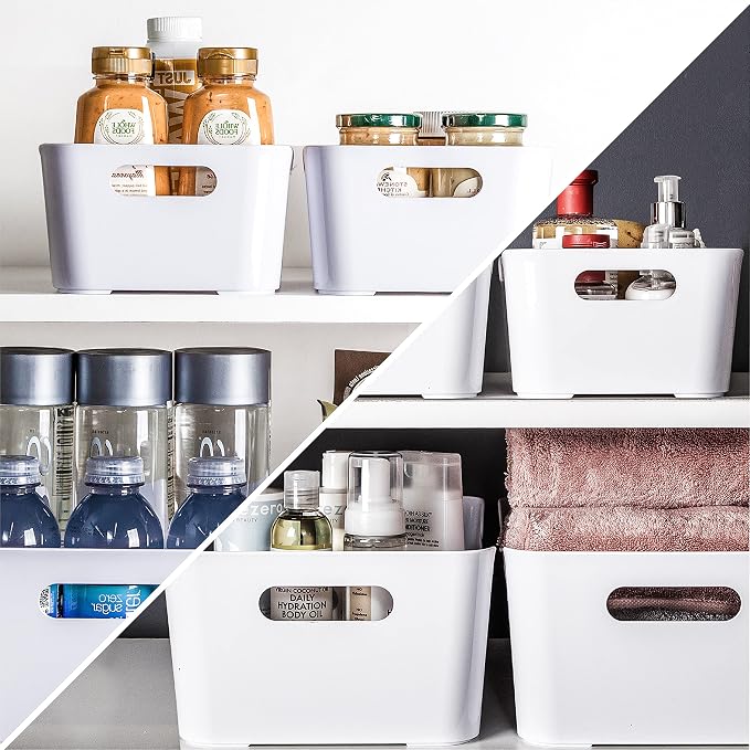 BINO Plastic Storage Bins - Small 4 Pack, White - THE SOHO COLLECTION - Pantry Organizers and Fridge Organizer - Image 5