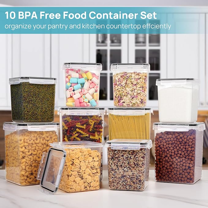 Vtopmart 10 PCS Flour and Sugar Storage Container, Include 3 Sizes | For Bulk Flour and Sugar Storage, Airtight Seal, Multiple Sizes, BPA Free, Food Grade Material, Dishwasher Safe (Not Lids) - Image 2