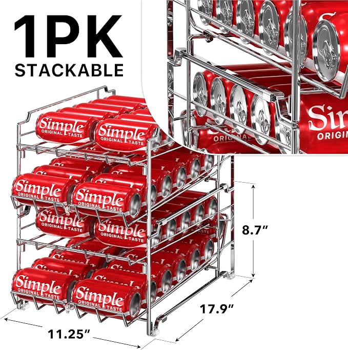 Simple Houseware Dual Row Front Loading Can Dispenser, Chrome - Image 2