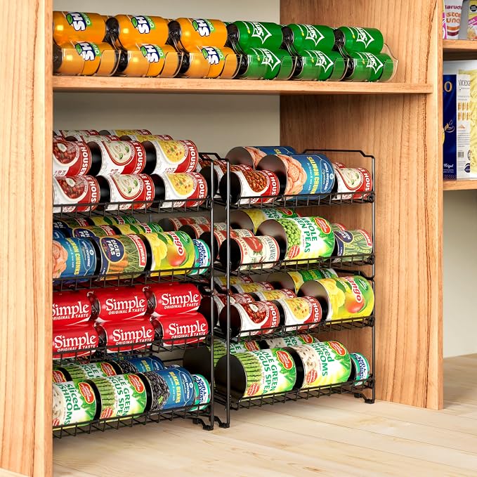 Simple Houseware 2 Tier Stackable Can Rack, Black, 2 Pack - Image 6