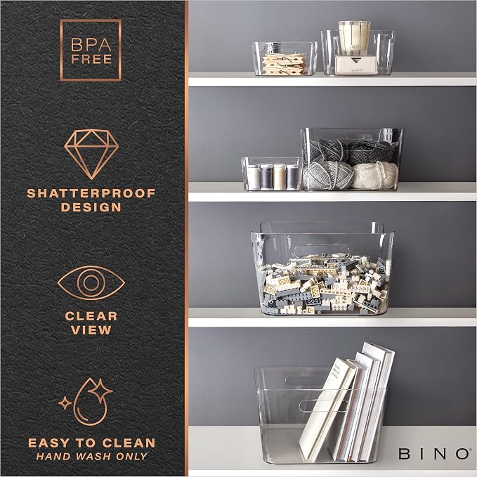 BINO | Plastic Storage Bins, X-Large - 2 Pack, Clear | THE SOHO COLLECTION | Pantry Organizers and Storage Containers Fridge Organizer Bins Kitchen Cabinet Organizer Medicine Cabinet Organizer Bin - Image 7
